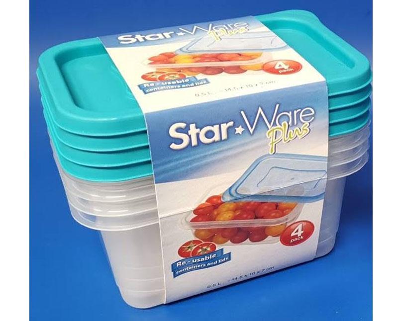 Szögletes tárolódoboz 4 db-os szett tetővel 500 ml Fő kép