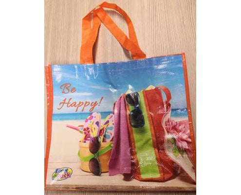 Szőtt PP táska Be Happy strand mintás 43 x 19 x 38 cm Fő kép