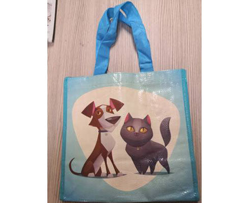Szőtt PP táska kutya és cica mintás 30 x 18 x 29 cm Fő kép