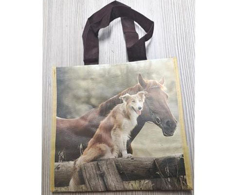 Szőtt PP táska kutya és ló mintás 30 x 18 x 29 cm Fő kép