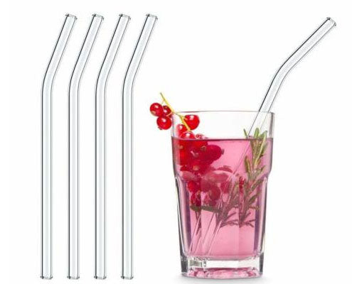 Üveg szívószál hajlított 23 cm