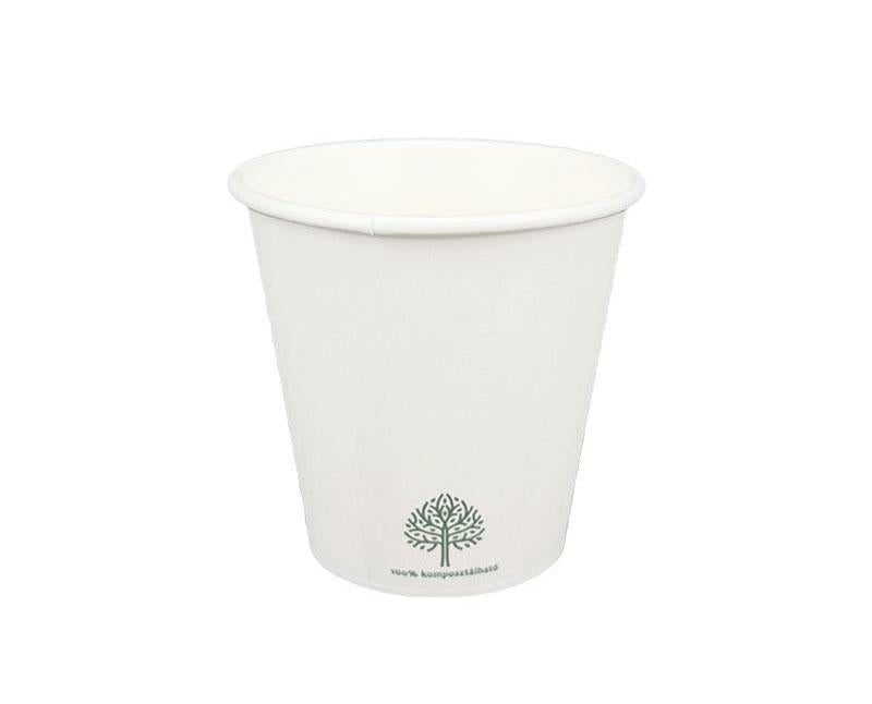 Vízbázisú fehér papírpohár 1,8 dl, 6oz, 100% komposztálható