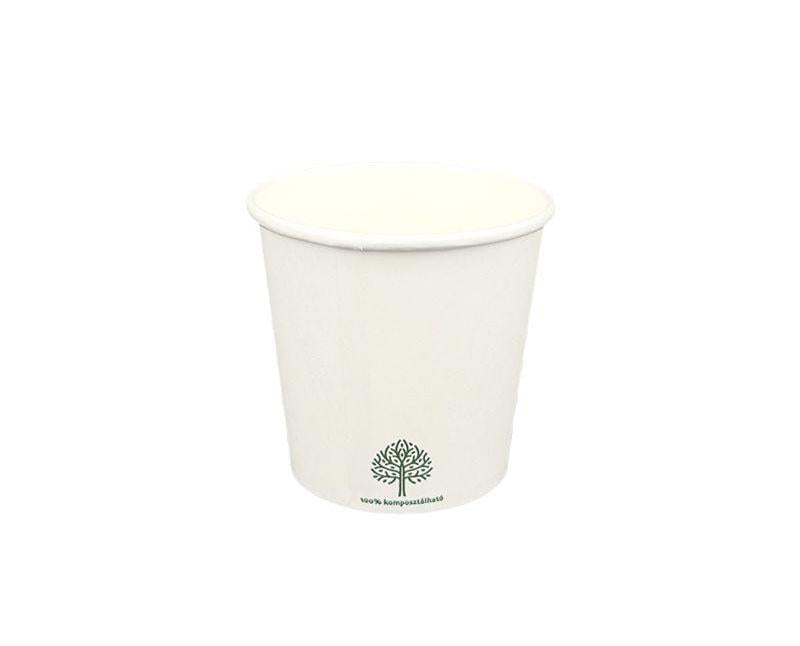 Vízbázisú fehér papírpohár 1 dl, 4oz, 100% komposztálható