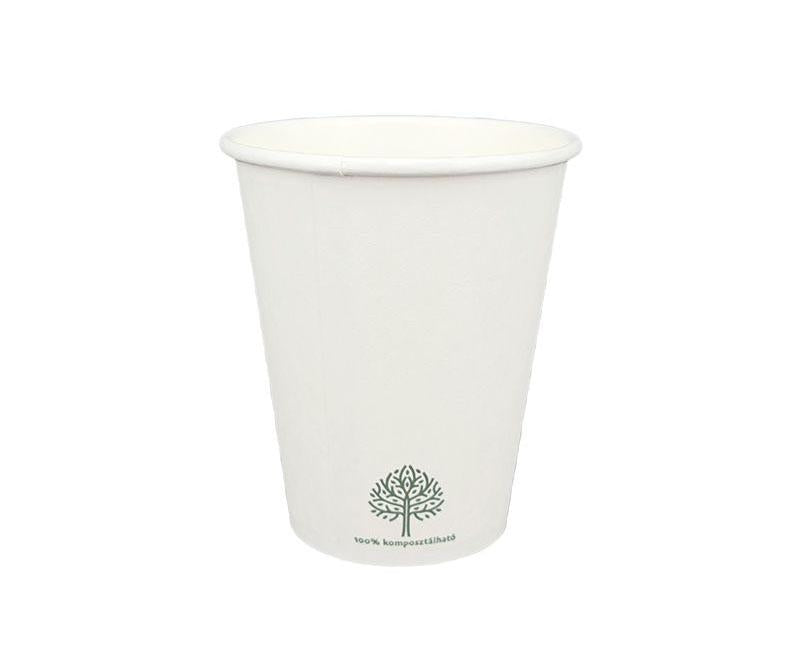 Vízbázisú fehér papírpohár 2 dl, 8oz, 100% komposztálható Fő kép
