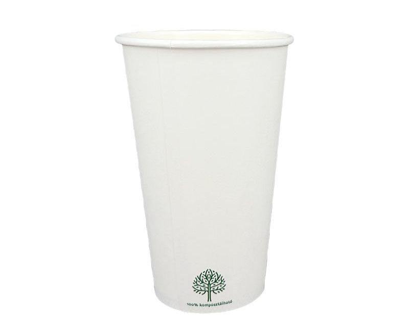 Vízbázisú fehér papírpohár 4 dl, 16oz, 100% komposztálható Fő kép