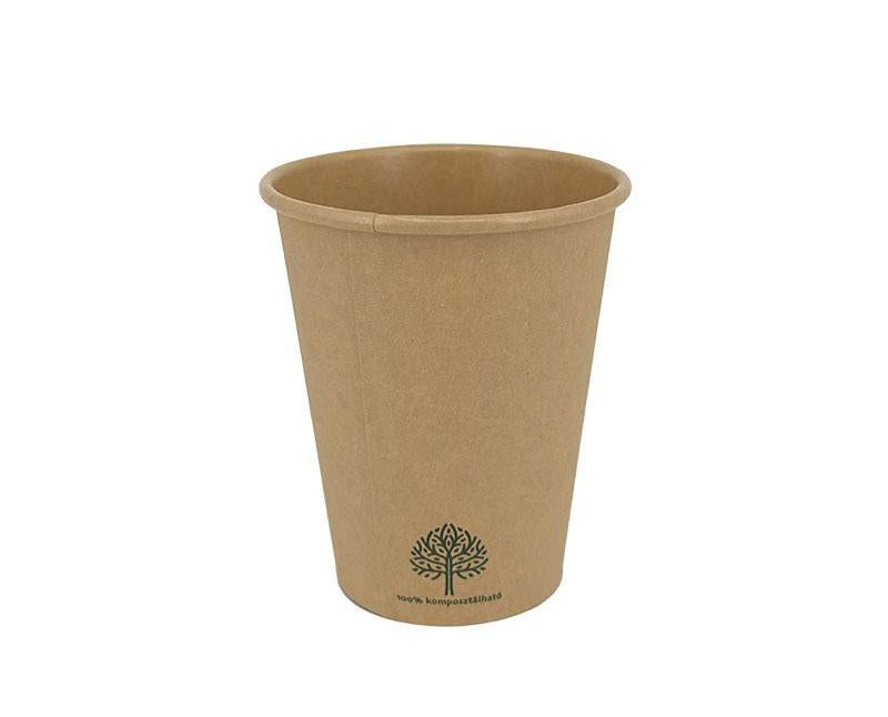 Vízbázisú kraft papírpohár 2 dl, 8oz, 100% komposztálható
