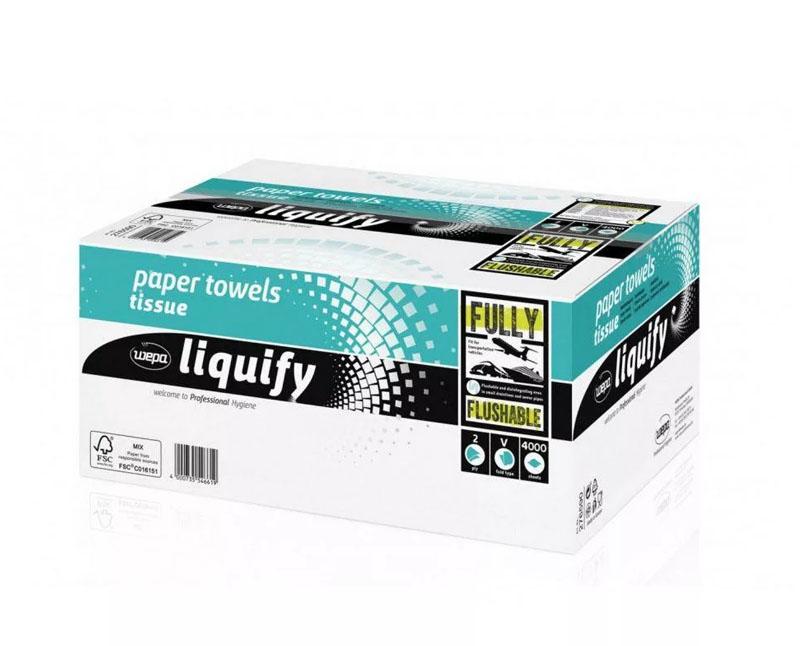 Wepa Liquify V hajtogatott kéztörlő - 2 rétegű - cellulóz - fehér - 24 x 21 cm Fő kép