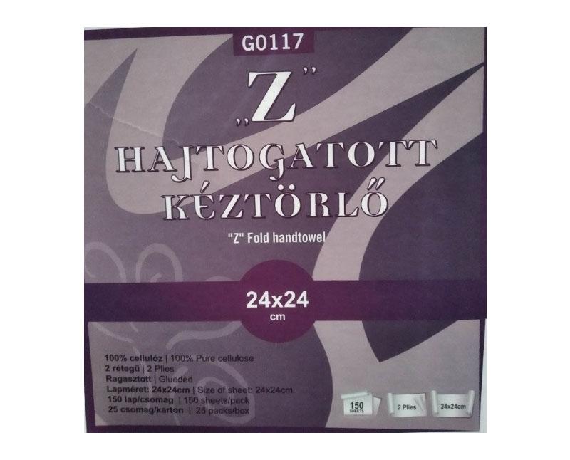 Z/V hajtogatott 2 rétegű fehér kéztörlő 25 x 21,5 cm Fő kép