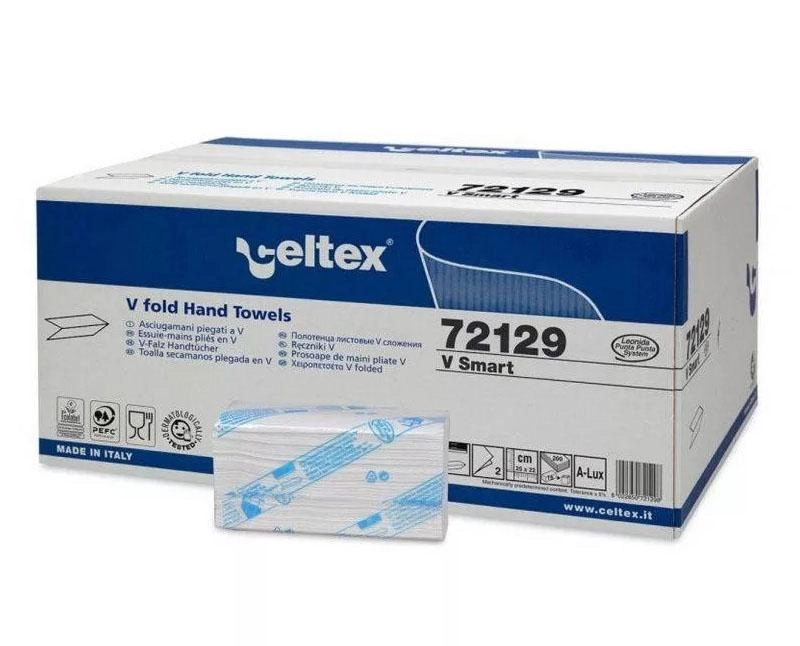 Celtex V Smart hajtogatott kéztörlő - 2 rétegű - cellulóz - 25 x 21 cm