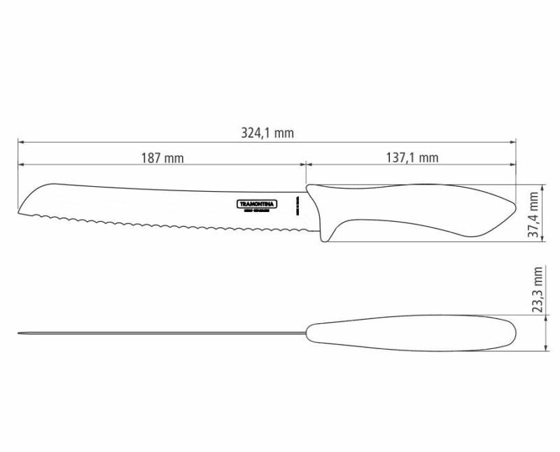 Tramontina Affilata kenyérvágó kés 20 cm fekete nyéllel