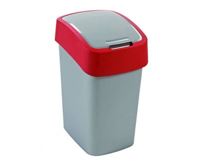 Curver "Pacific Flip Bin" billenő fedeles szemetes 25 l - Ezüst/piros kép