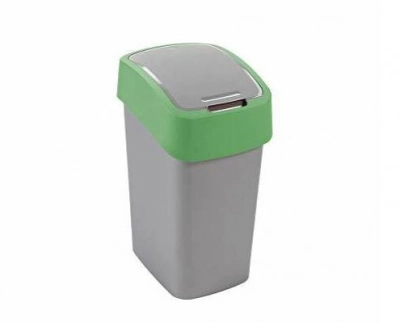 Curver "Pacific Flip Bin" billenő fedeles szemetes 10 l - Ezüst/zöld kép