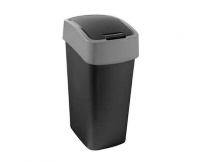 Curver "Pacific Flip Bin" billenő fedeles szemetes 50 l - Fekete/ezüst kép