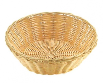 Kenyérkosár, műrattan, kerek, átm. 25 cm, mag. 7 cm, natúr színben kép