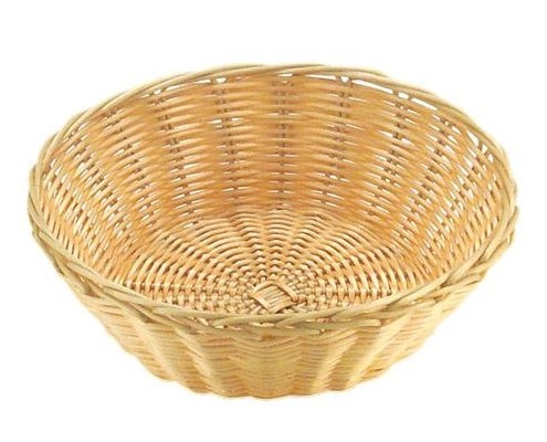 Kenyérkosár, műrattan, kerek, átm. 25 cm, mag. 7 cm, natúr színben