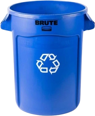 Rubbermaid Brute törhetetlen szemetes konténer, 121,1 l, kék, szelektív jellel